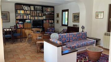 Smart-TV, Kamin, Bücher