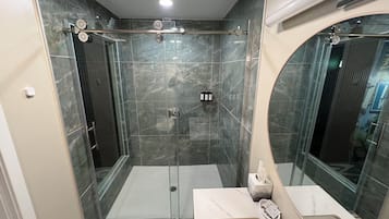 Suite superior | Baño | Ducha y cabezal de ducha con hidromasaje