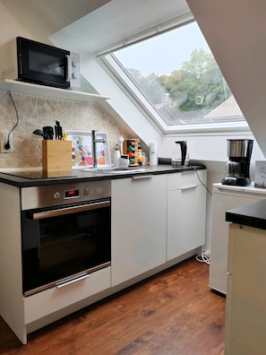Apartment | Eigene KĂŒche | Herdplatte, Wasserkocher, Toaster