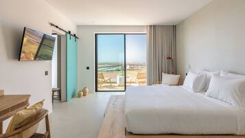 Deluxe Double Room, Balcony, Sea View | In-room safe, desk, laptop workspace, blackout drapes