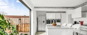 Fridge, microwave, oven, toaster
