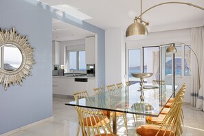Dining - Modern Villa Overlooking the Aegean.
Next to the sea.  (Loutraki Chania)