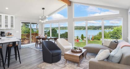Waterfront Home for 6: Private Beach, Hot Tub, Fire Pit & Game Room