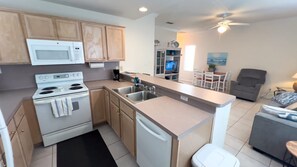 Fridge, microwave, oven, dishwasher