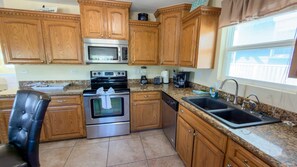 Fridge, microwave, oven, dishwasher