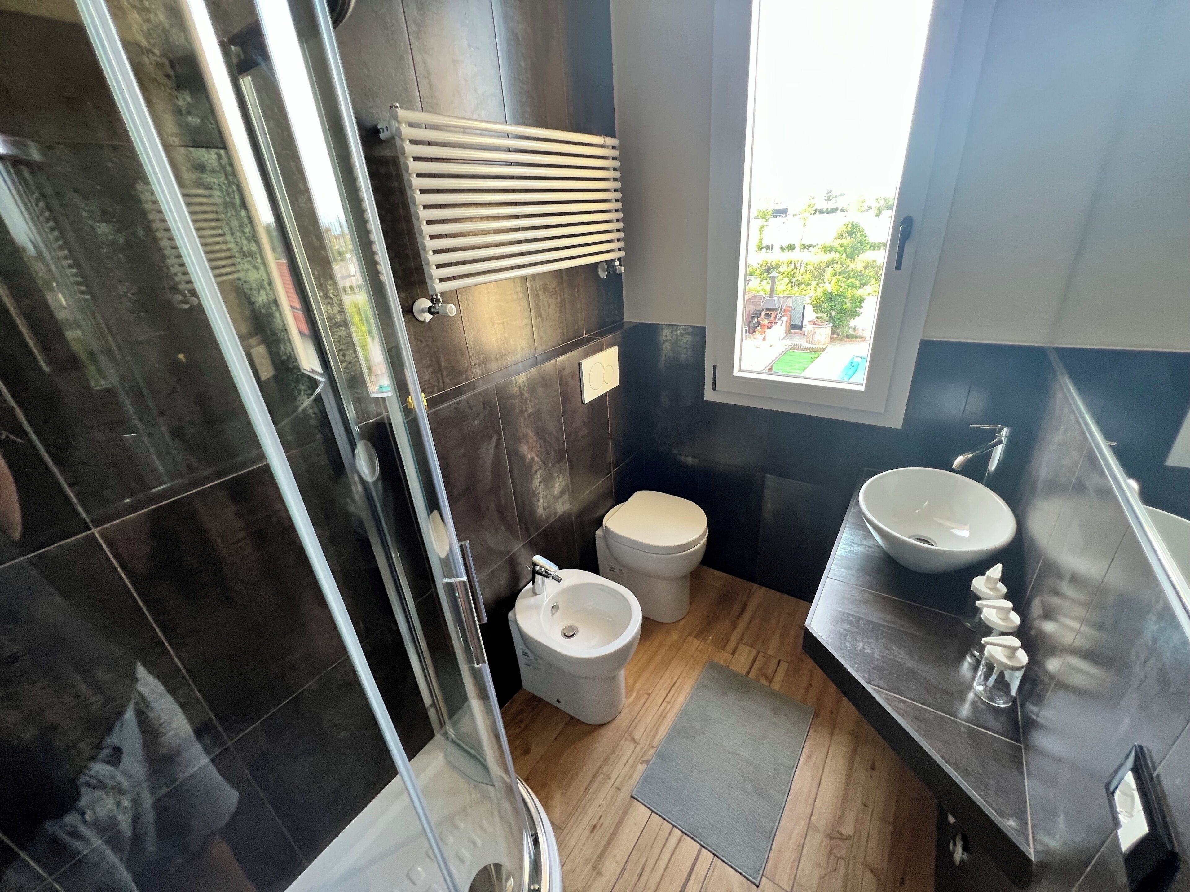 Dusche, Haartrockner, Bidet, Handtücher