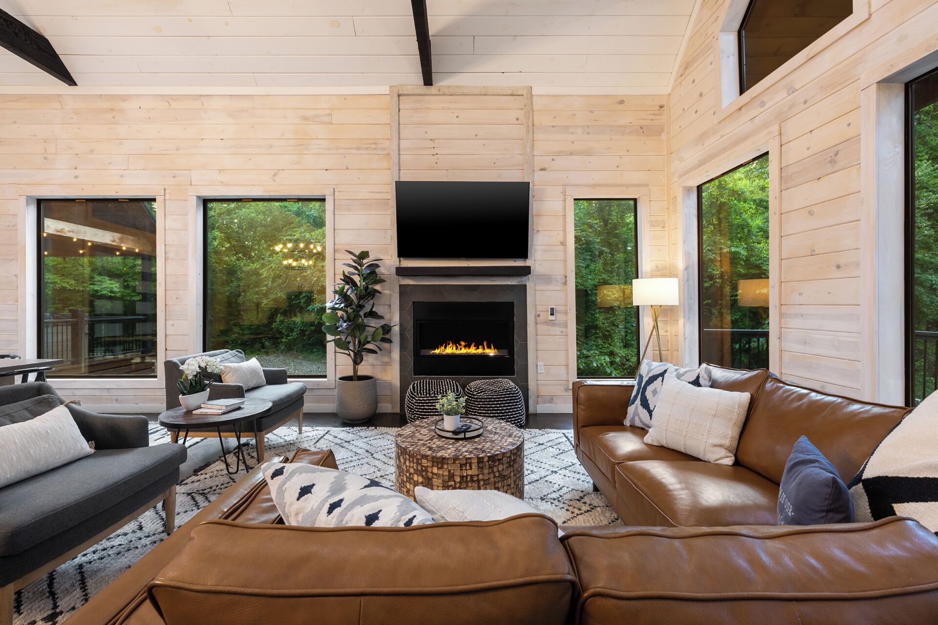 Smart TV, fireplace, video games