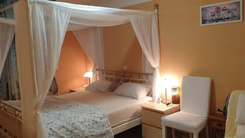 2 dormitorios, tabla de planchar con plancha, cuna de viaje