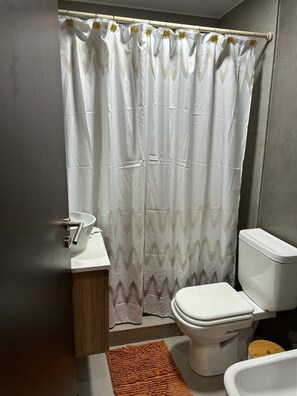 Ducha, toallas, jabón, papel higiénico