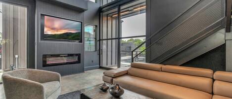 TV, fireplace, offices