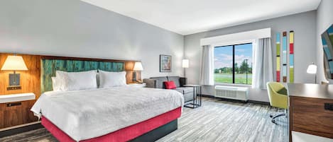Room, 1 King Bed with Sofa bed, Refrigerator & Microwave | Living area