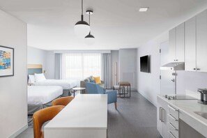 Studio Suite, 2 Queen Beds, Accessible, Bathtub | Living area | 55-inch Smart TV with satellite channels, Netflix, Hulu