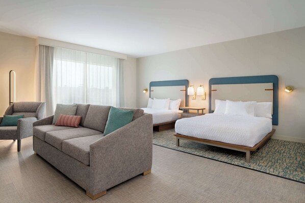 Studio, 2 Queen Beds, Accessible, Bathtub (Mobility & Hearing) | Living area | 55-inch flat-screen TV with cable channels