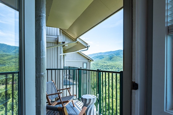 Smoke Of The Mountain | Loft Sleeps 8 Views Indoor Pool Access | Terrace/patio