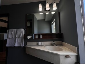 豪華客房, 1 張特大雙人床, 山景 | 浴室 | 淋浴/浴缸二合一、免費盥洗用品、吹風機、毛巾