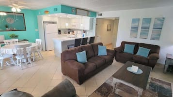 Condo, Multiple Beds, Patio, Pool View (Fiesta Sol #110) | Living area | 42-inch flat-screen TV with digital channels