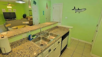 Condo, Multiple Beds, Kitchen, Pool View | Interior