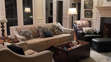 スマートテレビ、暖炉、DVD プレーヤー、書庫