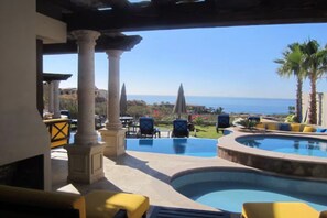 Een buitenzwembad, een verwarmd zwembad