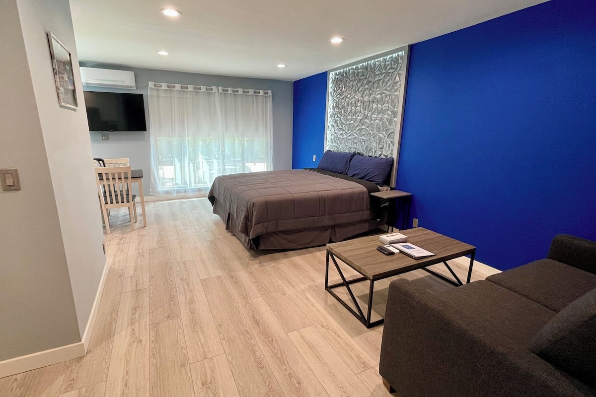 Estudio Premier, 1 cama King size y sofá cama, para no fumadores, cocina | 1 habitación, cortinas blackout y tabla de planchar con plancha