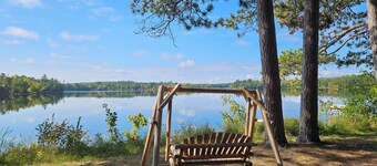 Tiny cabin in towering pines, with lake view. Pets accepted!
