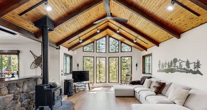 Dog-friendly house with private sauna, hot tub, game room, mountain view, & deck