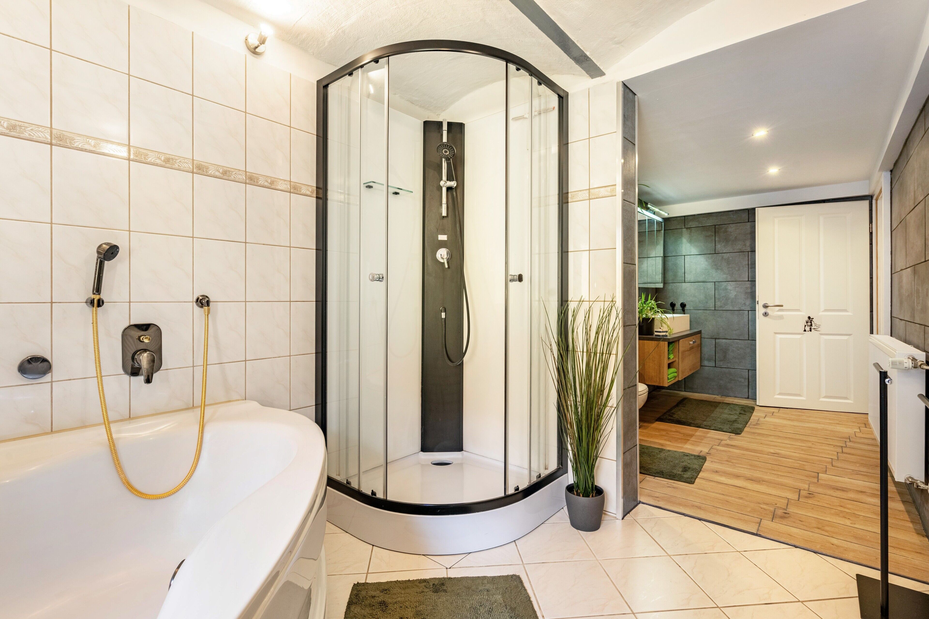 Dusche, Haartrockner, Handtücher