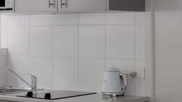 Mini-fridge, microwave, stovetop, toaster