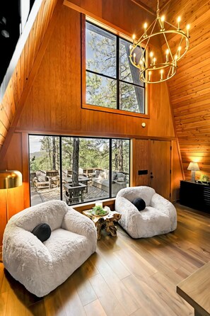 TV, fireplace, video games, table football - Green Roof A-Frame: Endless Views | Modern Cabin (Prescott)