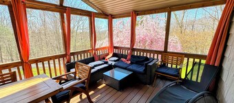 Woodland Whimsy a private escape w/ hot tub, pool, sunroom on 3 acres