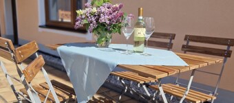 5-sterne Ferienwohnung 75qm im Erdgeschoss mit Bergblick von der Eigenen Terrasse