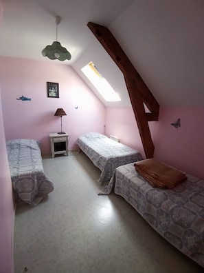 6 slaapkamers, een strijkplank/strijkijzer, reisbedje