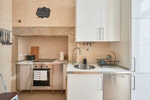 Lejlighed | Privat køkken | Køleskab, mikrobølgeovn, kogeplade