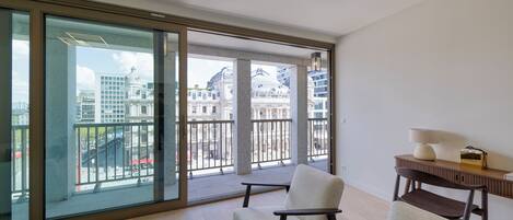 Design Apartment, Balcony, City View | Living area