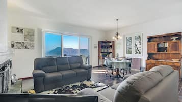 21-inch flat-screen TV with cable channels, TV