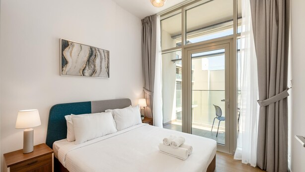Room - Prime 1BR With Pool View Balcony at Masdar City (Abu Dhabi)