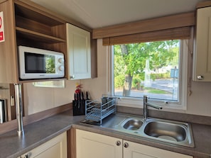 Fridge, microwave, oven, electric kettle