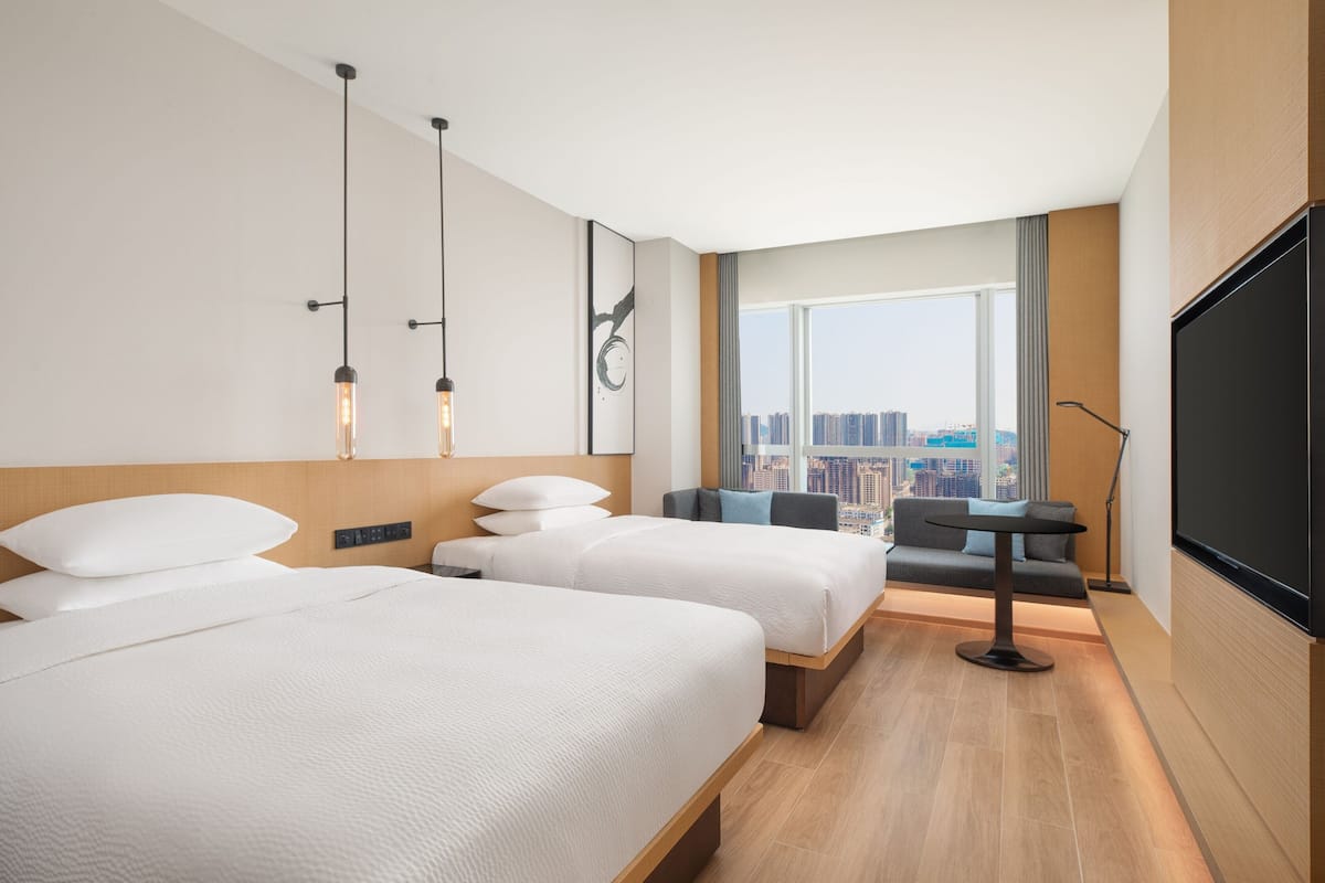 Deluxe Room, 2 Double Beds, City View | Down duvets, memory-foam beds, minibar, in-room safe