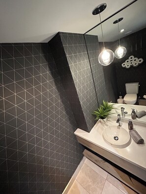 Shower, hair dryer, towels - Stunning 2 storey large 1 bedroom loft in King Street West community on PH Level (Toronto)