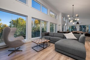Smart TV, fireplace, stereo
