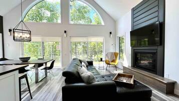 Smart TV, fireplace, stereo