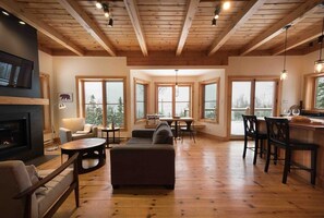 Smart TV, fireplace, stereo