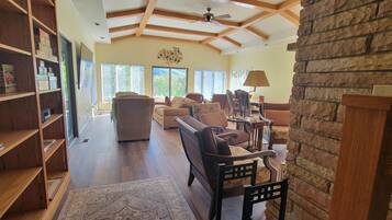 Smart TV, lareira, videogames, DVD player