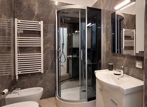 Dusche, Haartrockner, Bidet, Handtücher
