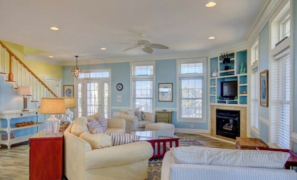 Smart TV, DVD player, books, video library