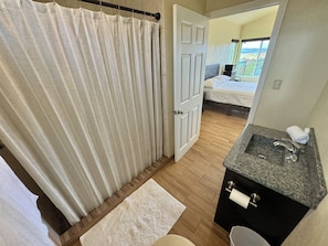 Double Room, Hill View | Bathroom | Shower, hair dryer, towels, soap - Cabañas Colibri (Valle de Guadalupe)