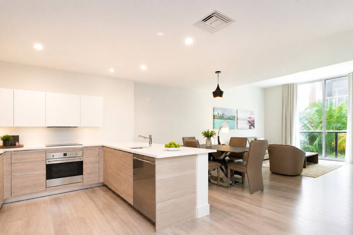 Apartamento família, sacada, vista parcial para o mar | Cozinha privada | Cafeteira/chaleira, geladeira grande, micro-ondas, torradeira