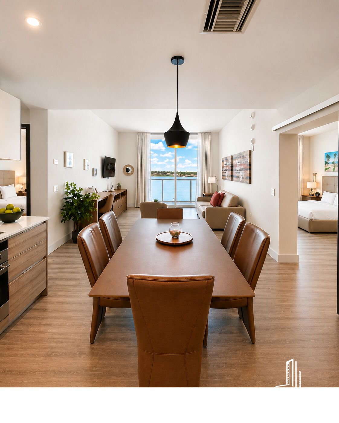 Apartemen Keluarga, 2 kamar tidur, balkon, pemandangan teluk | Dapur pribadi | Mesin pembuat kopi/teh, lemari es besar, dan microwave