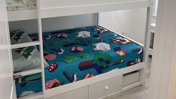 2 bedrooms, desk, iron/ironing board, travel crib