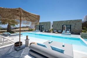Seasonal outdoor pool, open 6:00 AM to 8:00 PM, sun loungers - Myconian Theros (Mykonos)